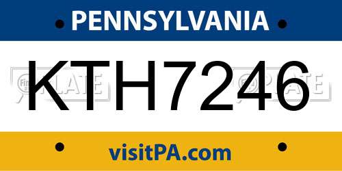 KTH7246 Pennsylvania License Plate
