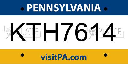 KTH7614 Pennsylvania License Plate