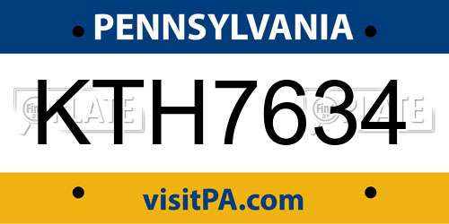 KTH7634 Pennsylvania License Plate