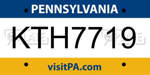 KTH7719 Pennsylvania License Plate