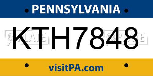 KTH7848 Pennsylvania License Plate