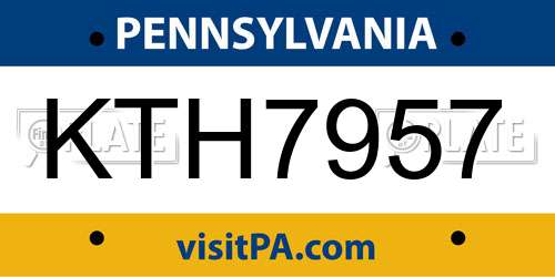 KTH7957 Pennsylvania License Plate