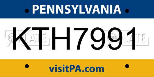 KTH7991 Pennsylvania License Plate