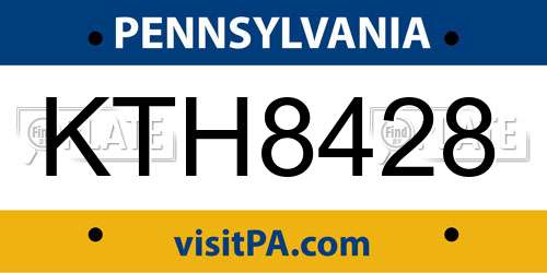 KTH8428 Pennsylvania License Plate