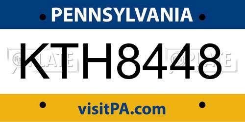 KTH8448 Pennsylvania License Plate