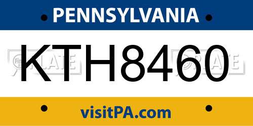 KTH8460 Pennsylvania License Plate
