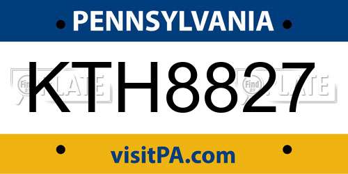 KTH8827 Pennsylvania License Plate