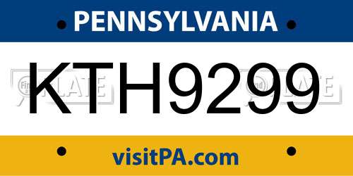 KTH9299 Pennsylvania License Plate