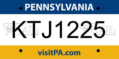 KTJ1225 Pennsylvania License Plate