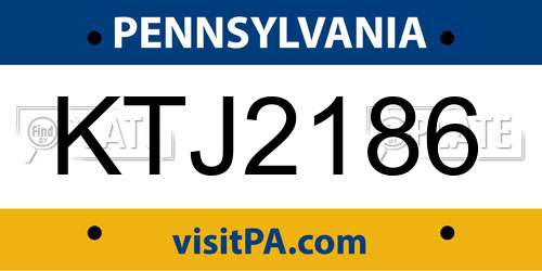 KTJ2186 Pennsylvania License Plate