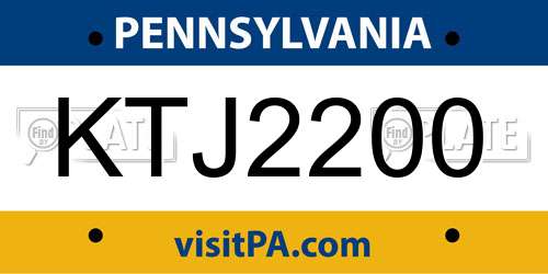 KTJ2200 Pennsylvania License Plate