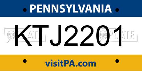 KTJ2201 Pennsylvania License Plate