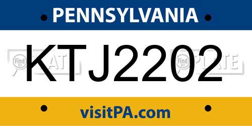 KTJ2202 Pennsylvania License Plate