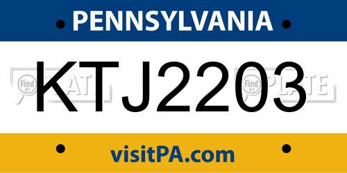 KTJ2203 Pennsylvania License Plate