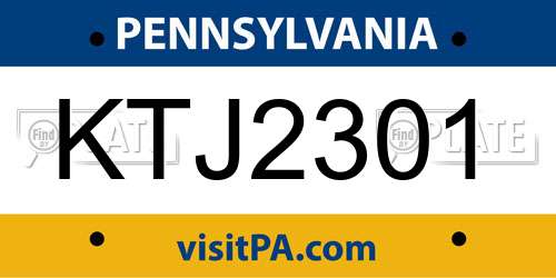 KTJ2301 Pennsylvania License Plate