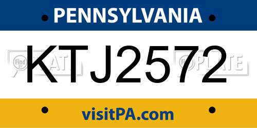 KTJ2572 Pennsylvania License Plate