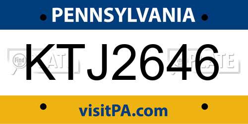 KTJ2646 Pennsylvania License Plate