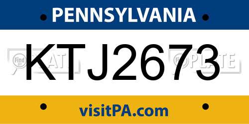 KTJ2673 Pennsylvania License Plate