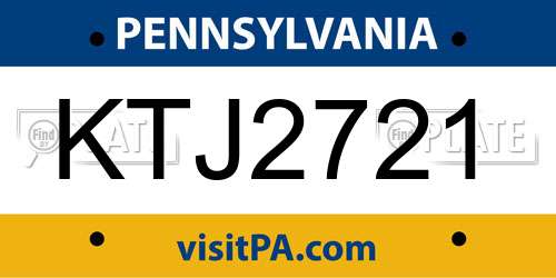 KTJ2721 Pennsylvania License Plate
