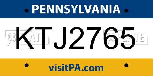 KTJ2765 Pennsylvania License Plate