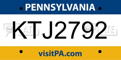 KTJ2792 Pennsylvania License Plate