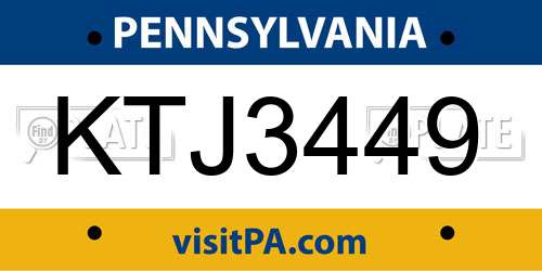 KTJ3449 Pennsylvania License Plate