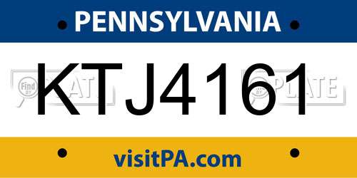 KTJ4161 Pennsylvania License Plate