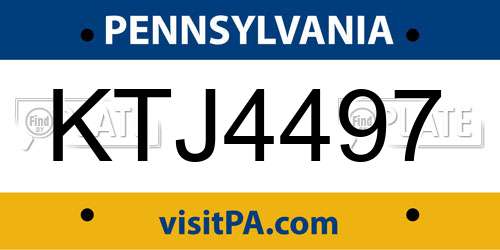KTJ4497 Pennsylvania License Plate