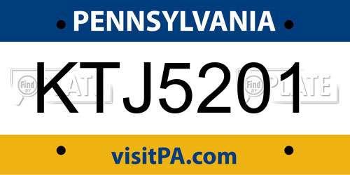 KTJ5201 Pennsylvania License Plate