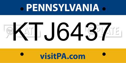KTJ6437 Pennsylvania License Plate