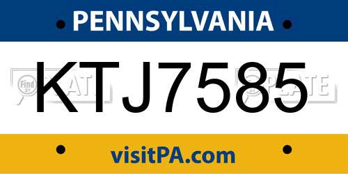 KTJ7585 Pennsylvania License Plate