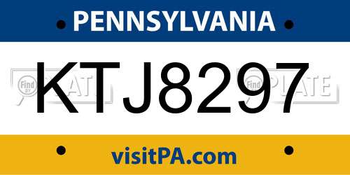 KTJ8297 Pennsylvania License Plate