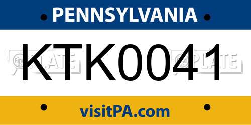 KTK0041 Pennsylvania License Plate