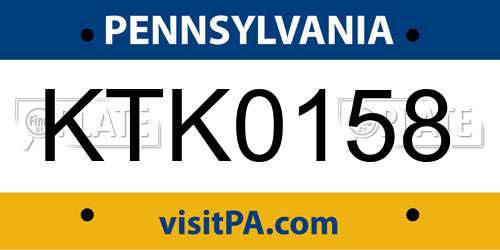 KTK0158 Pennsylvania License Plate
