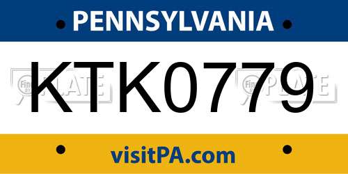 KTK0779 Pennsylvania License Plate