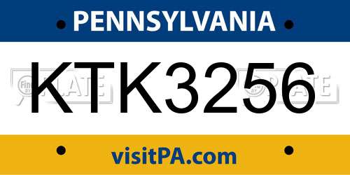KTK3256 Pennsylvania License Plate