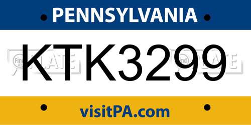 KTK3299 Pennsylvania License Plate