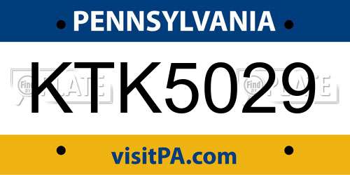 KTK5029 Pennsylvania License Plate