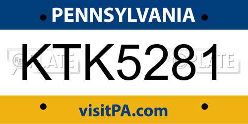 KTK5281 Pennsylvania License Plate
