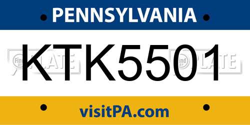 KTK5501 Pennsylvania License Plate