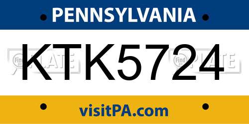 KTK5724 Pennsylvania License Plate