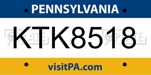 KTK8518 Pennsylvania License Plate