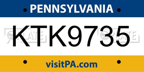 KTK9735 Pennsylvania License Plate