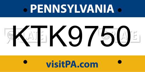 KTK9750 Pennsylvania License Plate