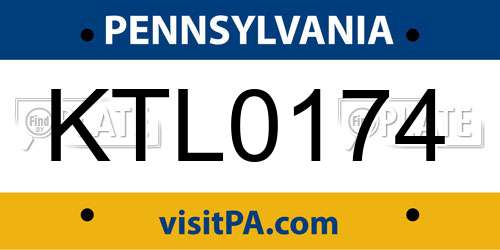 KTL0174 Pennsylvania License Plate