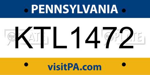 KTL1472 Pennsylvania License Plate