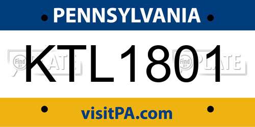 KTL1801 Pennsylvania License Plate