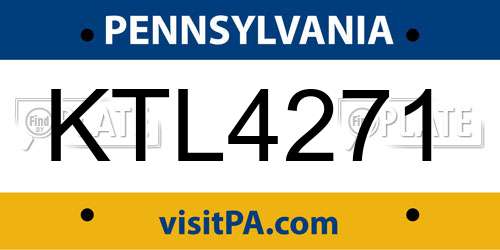 KTL4271 Pennsylvania License Plate