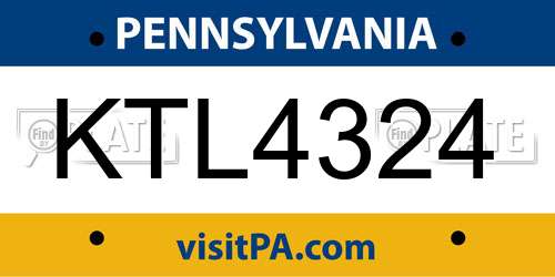 KTL4324 Pennsylvania License Plate