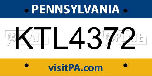 KTL4372 Pennsylvania License Plate